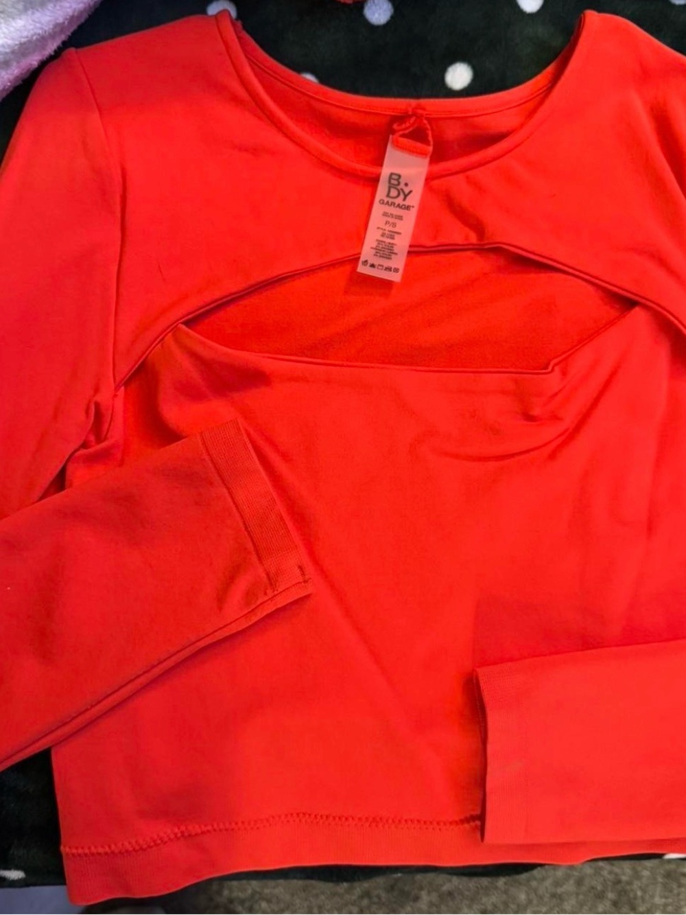 Garage Girls' Red Cutout Long-Sleeve Crop Top